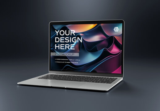 Laptop Computer Mockup On Black Background