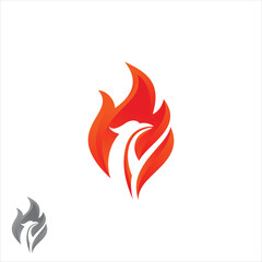 Mythological animal Phoenix fire bird vector logo design