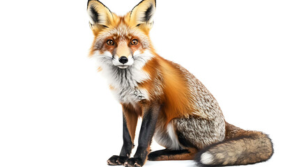 Obraz premium A red fox peeks over a colorful and abstract background.