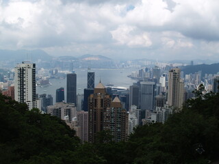 Fototapeta premium View of Hong Kong city from the top of the hill.