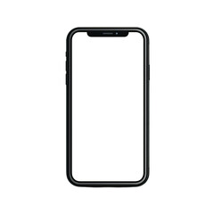 A blank white screen of an Phone on the front, isolated on a Transparent background.