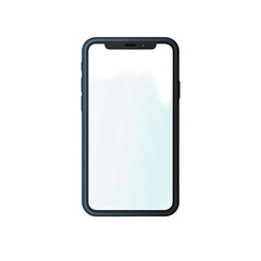 A blank white screen of an Phone on the front, isolated on a Transparent background.