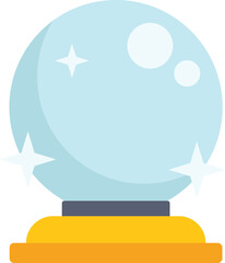 Crystal ball is shining on a golden stand, predicting the future with its magical powers
