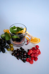 cold homemade mojito, soda with  mulberry