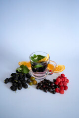 cold homemade mojito, soda with  mulberry