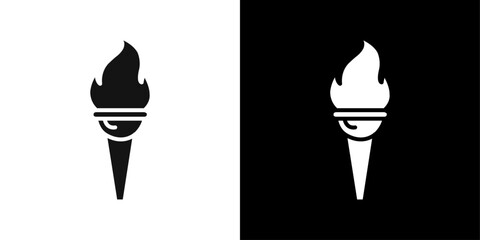 Torch flame icon Flat line illustration