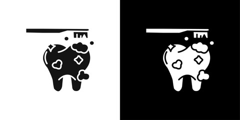 tooth cleaning icon Flat line illustration