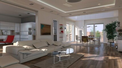Modern living room with minimalist design and neutral color scheme, modern, living room, minimalist, design