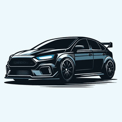 Naklejka premium Sleek Black Sports Car Illustration Vector Graphic Design