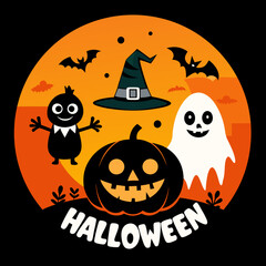 Happy Halloween vector illustration for t shirt design