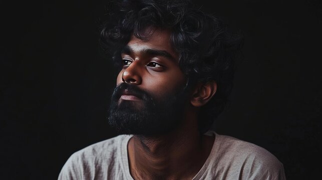 Dark skin indian young man