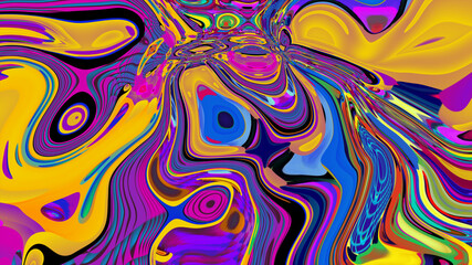 Colorful abstract psychedelic and fluid background for music