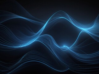 Abstract blue light wave flowing on black background