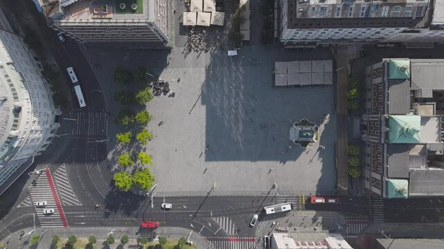 Travel and European capitals concept. Aerial view of the center of Belgrade. Square of the Republic