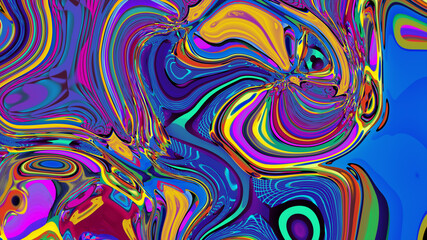 Colorful abstract psychedelic and fluid background for music