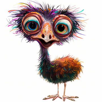 recommend clip art: whimsical emu clipart on white background 