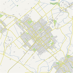 Map of Hastings in New Zealand in a normal road map style. Contains layered vector with roads water, parks, etc.