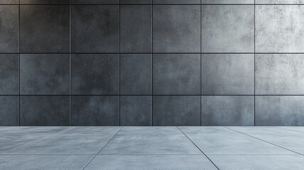 Modern concrete wall interior with minimalistic design and natural lighting at midday