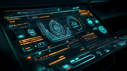 Obraz premium Futuristic Car Interior Dashboard