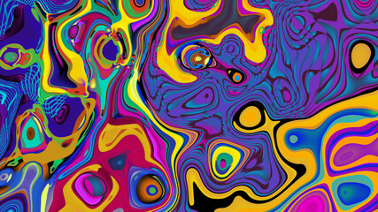 Colorful abstract psychedelic and fluid background for music