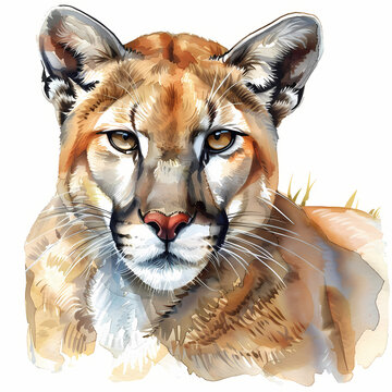 recommend clip art: whimsical mountain lion clipart on white background 