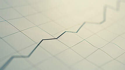 Detailed line graph illustrating steady GDP growth over time, clean white background with subtle shadows highlighting the upward trend, professional economic analysis visualization.