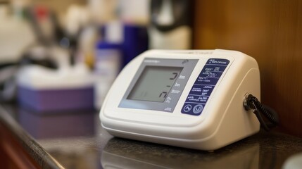 A medical device for measuring blood pressure, designed for clinical or home use.