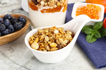 Granola museli cereal for breakfast