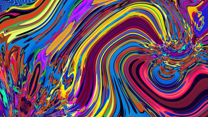 Colorful abstract psychedelic and fluid background for music