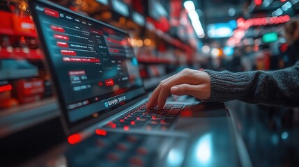 Laptop Computer with E-commerce Website Open - Online Shopping Concept