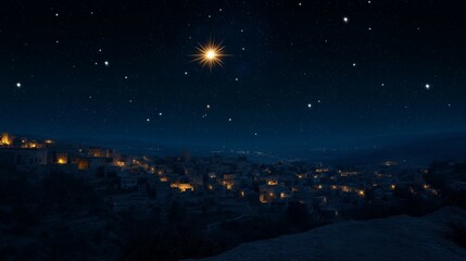 Fototapeta premium Heavenly Star over Bethlehem, Christian concept, Shepherds, magicians