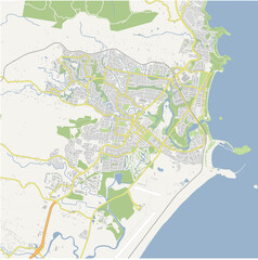 Fototapeta premium Map of Coffs Harbour in Australia in a normal road map style. Contains layered vector with roads water, parks, etc.