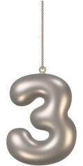 Number 3 balloon and ornament