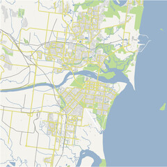 Fototapeta premium Map of Mackay in Australia in a normal road map style. Contains layered vector with roads water, parks, etc.