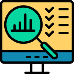 Market Research Colored Outline Icon Design Vector