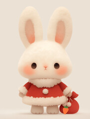 Obraz premium かわいいフェルト風のサンタクロース（うさぎ）