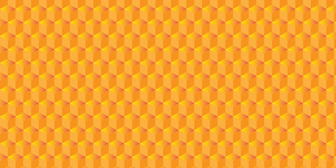 seamless pattern of honeycomb orange hexagon cube wallpaper texture background.