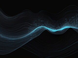 Abstract blue wave flowing on black background