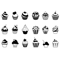 Cupcake icon vector set. Cake illustration sign collection. Sweet symbol or logo.