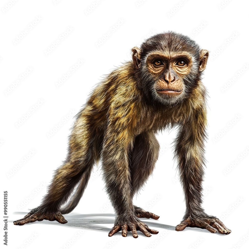 Wall mural Wild monkey animal isolated on white background 