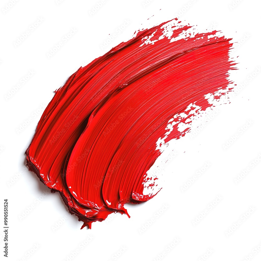 Poster Vibrant red paint stroke isolated on white background for creative design projects  