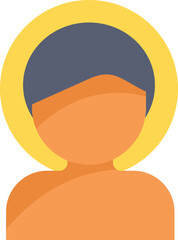 Minimalist vector illustration featuring a young buddha character with a halo, ideal for projects related to buddhism and spirituality