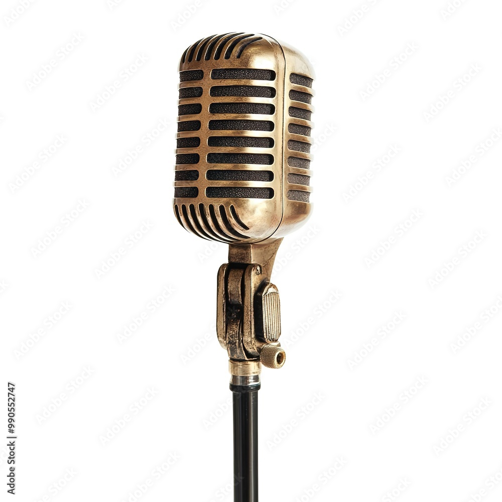 Wall mural Retro style microphone isolated on white background 