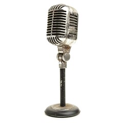 Fototapeta premium Retro style microphone isolated on white background 