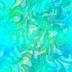 Abstract blurry painted layered pattern in blue green yellow shades Grunge gradient effect Multicolor rainy background