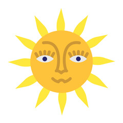 Vector Design Sun with Face Icon Style