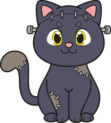 Cartoon frankenstein cat vector illustration