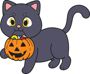 Cartoon happy carrying halloween candy vector illustration