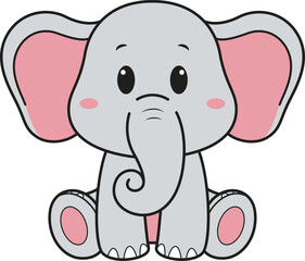 Cartoon cute elephant safari animal vector illustration