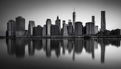 Obraz premium A black-and-white photo of a famous city skyline or iconic landmark, evoking a timeless, classic look